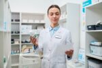 Prescription bottle labels printed by AllLabels for Canadian pharmacy dispensary counter